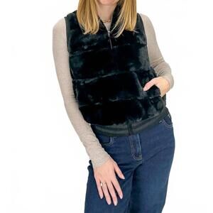 NEW FURIOUS FUR collegiate faux fur vest in black